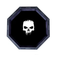 Punisher Skull Octagon Wooden Dice Tray, Rolling Tray D&D Tabletop Board Games