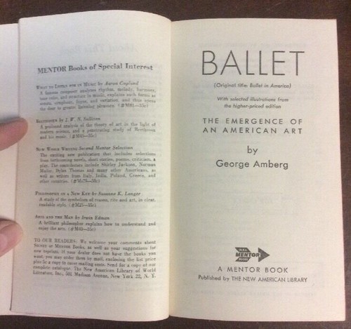 Ballet A Mentor Book 1953 PB George Amberg BookGnu - Imagen 5 de 12