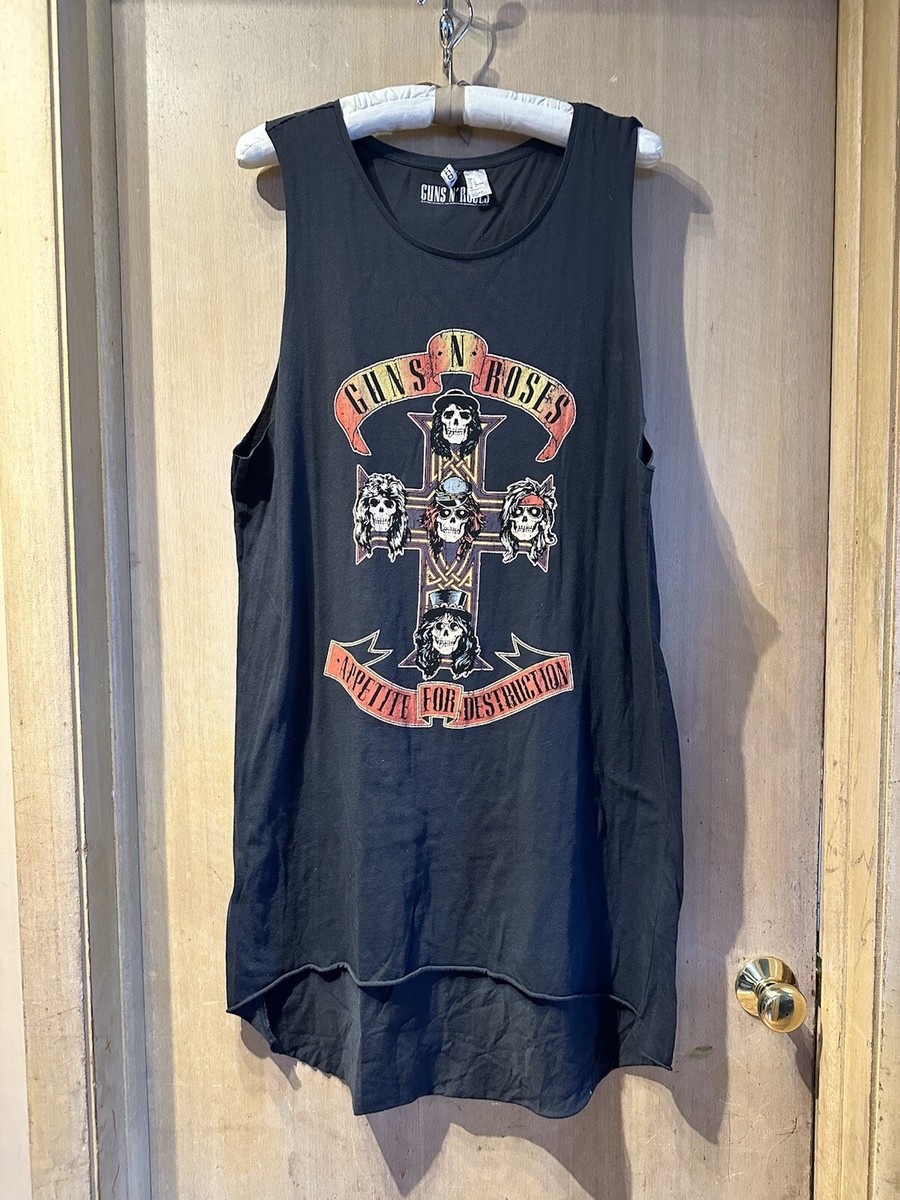 guns n roses shirt dress Womens Guns And Roses Black Sleeveless Tee shirt Dress Large