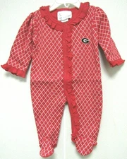 NCAA Georgia Bulldogs Red w/ White Lattice Footed Creeper Two Feet Ahead #257