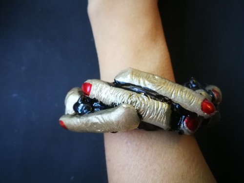 Cuff Bracelet Bangle Macabre Jewelry Woman Extravagant Gothic Punk Five Fingers - Picture 2 of 24