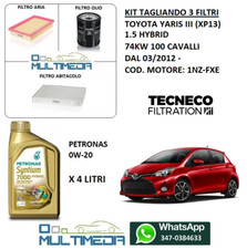 KIT TAGLIANDO FILTRI OLIO PETRONAS 0W20 TOYOTA YARIS III 1.5 HYBRID 74KW 100 CV