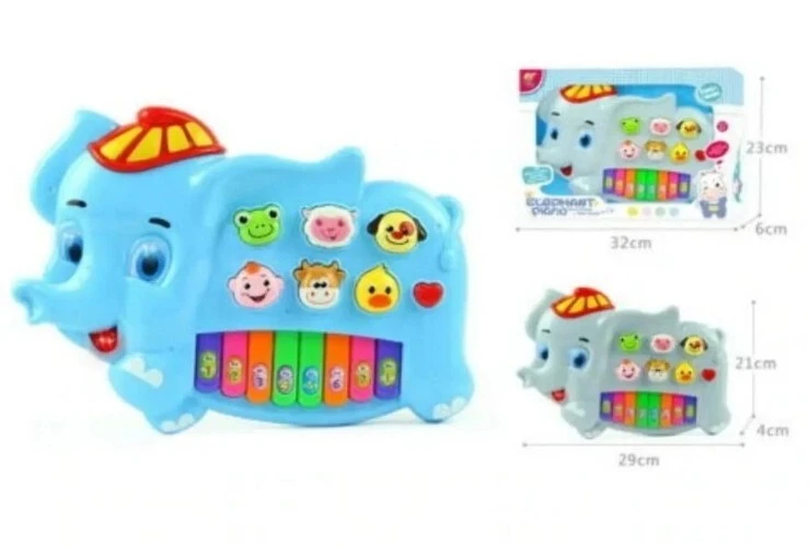 Kids Educational Music Piano Toddler Elephant With Light Music