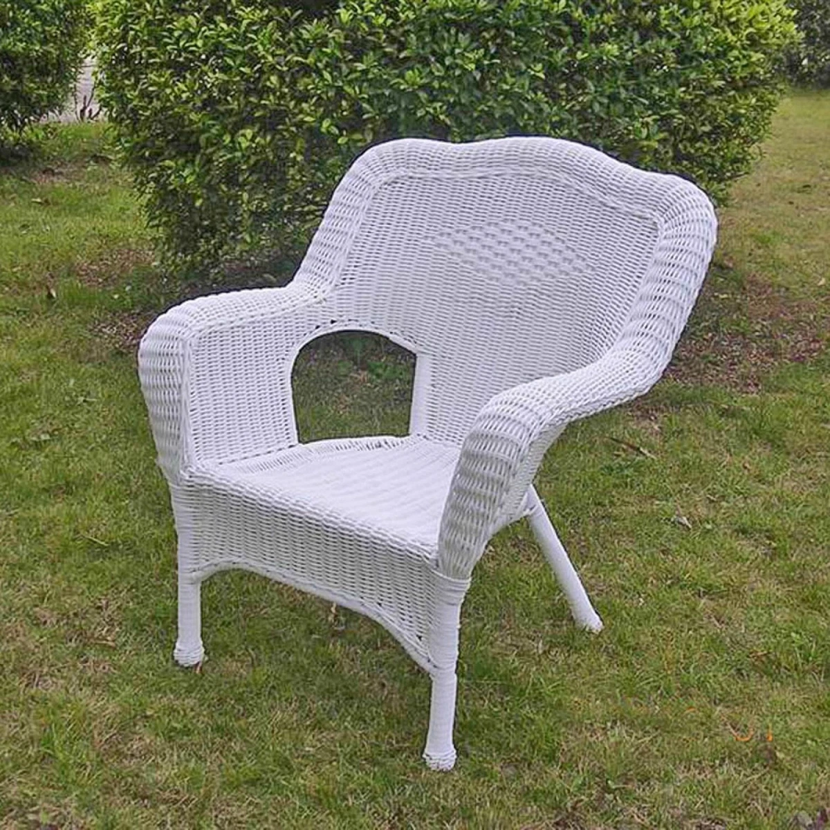 International Caravan Camelback Resin Wicker Patio Chairs White eBay