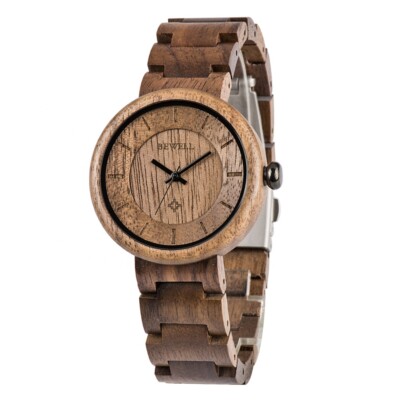 Holzuhr Bewell Damenuhr Herrenuhr Walnuss 38mm Armbanduhr A-Ware Top Geschenk