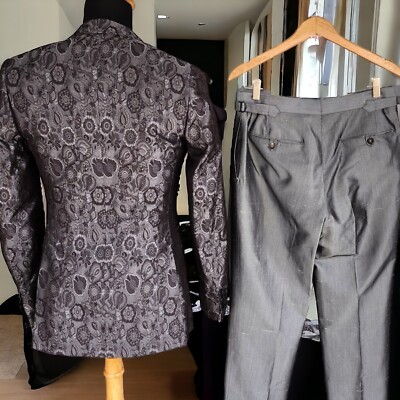 Bespoke Tuxedo size 36 Long Silk Brocade Dinner Suit DUNCAN