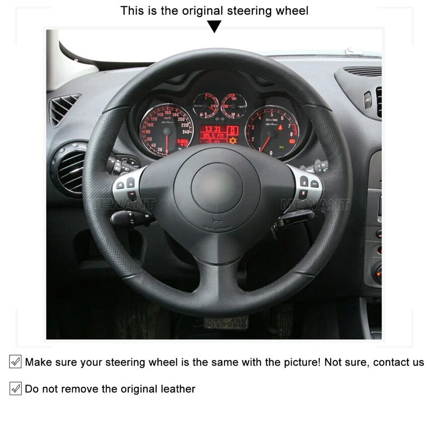 Cubierta de volante de coche de gamuza PU de fibra de carbono para Alfa Romeo 147 2000-2010 156 Foto 4 de 4