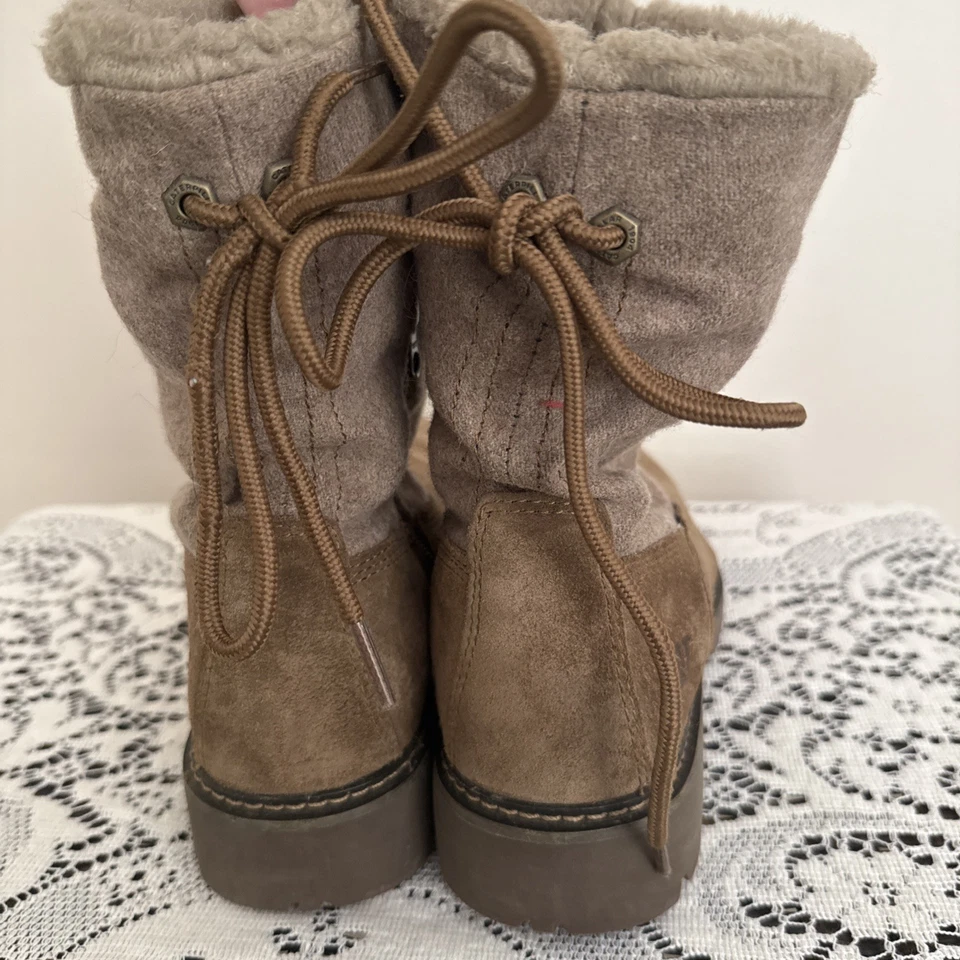 CAT Bruiser Feminino 10 Pele Amarrada Casual Trabalho Botas de Inverno Sapatos Camurça Marrom - Imagem 2 de 4