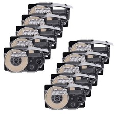10PK Black on Clear Tape Cartridge XR-18X for Casio KL-120 EZ Label Printer
