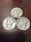 Lot of 3 Silver (90%) Mercury Dimes 1941 ~ DETAILS ~ FREE FAST SHIPPING