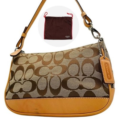 バッグ Vintage Coach Brown Tweed Mini Demi Bag coach mini demi bag in signature print SOLD great condition no