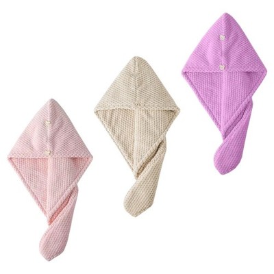 3Pcs women hair towel cap hair drying caps Schnell Trockenes Haar Turban Wasser 