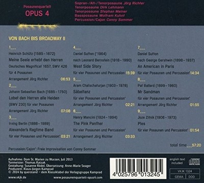 Von Bach zum Broadway II von Opus 4 Posaunenquartett [Audio CD]