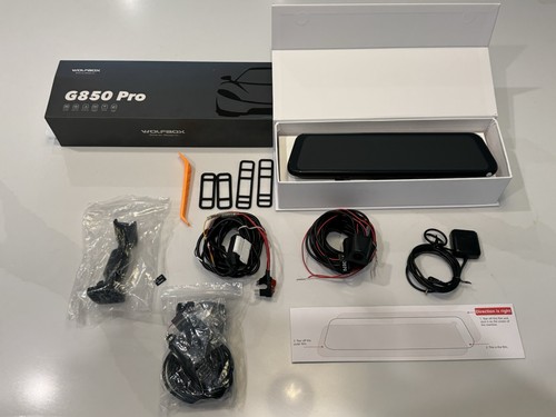 Wolfbox G850 Pro 4K Mirror Dash Cam with ADAS & BSD, 5.8GHz WiFi Bundle