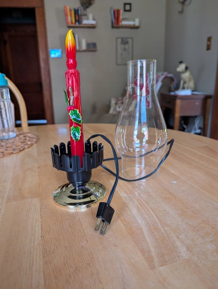 Candelabro eléctrico Timco huracán vela de Navidad luz vintage funciona bien 11" Foto 4 de 4