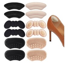 6 Pairs Shoe Inserts for Women, Heel Pads Cushions, Beige black