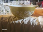 VTG MNT Pyrex 442 Spring Blossom Crazy Daisy Avocado GRN  1.5 QT Cinderella Bowl