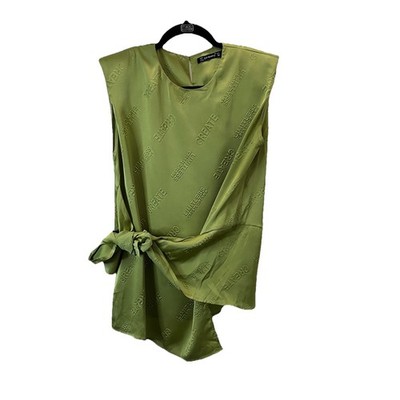 Sollinarry Green Top Limitless Create Dreams Logo Words Sleeveless Sz M Keyhole