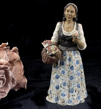Rare Castagna Florence Figurine Flower Seller - Signed Italy Vintage Small Good