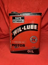 Cool Wil-Lube 2 Two Gallon Motor Oil Can Barberton Ohio OH Red Collectible