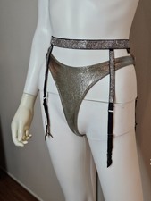 Victoria's Secret Adj Rhinestone Garter Belt Silver Hardware Size XS/S NWT
