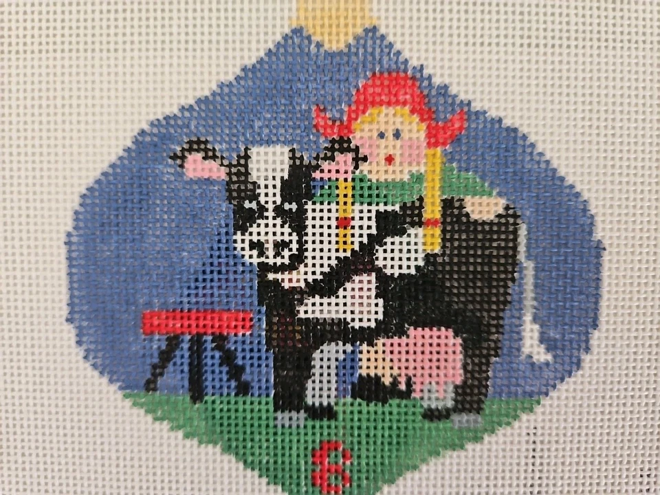 Schenkel 12 Days of Christmas 8 MAIDS MILKING HP Needlepoint Canvas STITCH GUIDE - Image 2 of 3