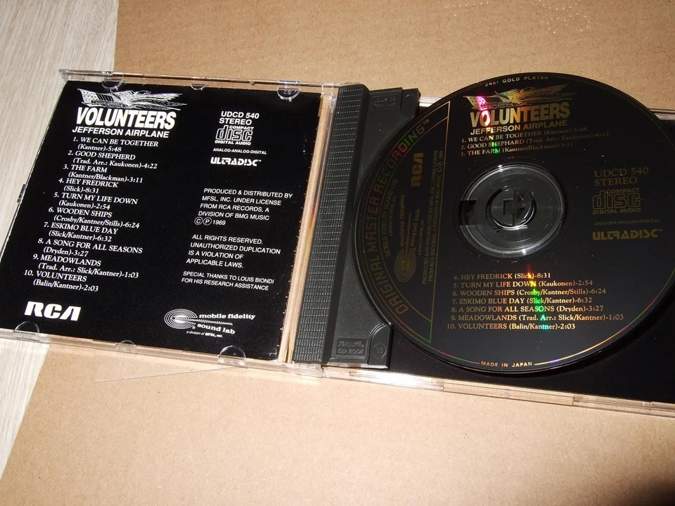 JEFFERSON AIRPLANE : VOLUNTEERS 24KT GOLD CD 1990 MFSL ULTRADISC UDCD 540 JAPAN - Bild 3 von 3