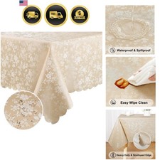 Rectangle Table Cloth, Waterproof Heavy Duty Vinyl Tablecloths, Wipeable Wash...