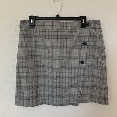 NEW Loft Outlet Womens Plaid Black White Skirt Career Preppy Academia Classic 12