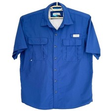 Magellan Shirt Mens Angler Fit Fish Gear L Mag Wick Mesh Vented Blue Outdoors