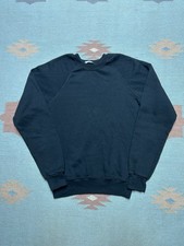 Vintage 80s crewneck sweatshirt blank black raglan pullover youth kids M/L