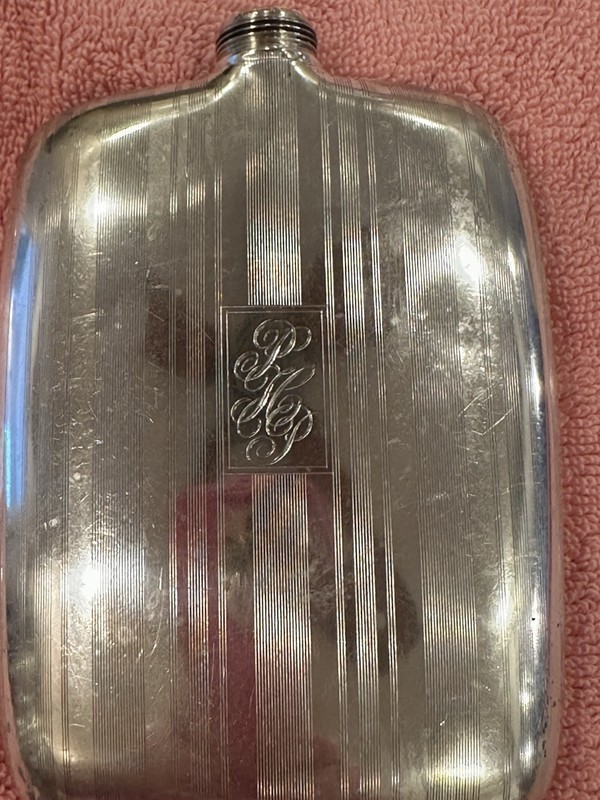 Rare. Antique Napier Sterling Silver Flask With 3letter Monogram From SC Estate