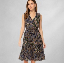 Anthropologie Womens Dress 2  Paisley Midi Tiered Floral Chiffon Lined