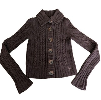 Vtg Abercrombie Fitch Women's Brown Cardigan Sweater Wool Rabbit