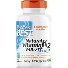 Doctor's Best Natural Vitamin K2 Mk-7 with Menaq7 45 mcg 180 Veg Caps