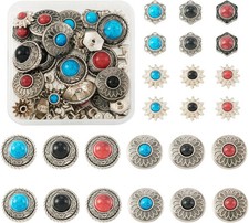 24 Sets Conchos for Leather Sunflower Decorative Rivets Studs 13-20Mm Turquoise