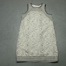 Loft Shift Dress Womens 10 Cream Black Floral Lace Overlay Classic Sleeveless