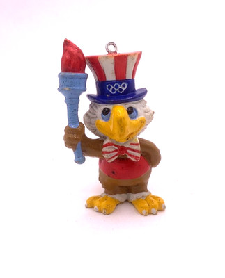 Maskottchen Olympia 1984 Los Angeles USA Sam the Olympic Eagle Adler mit Fackel