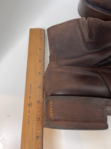 Aldo Men’s size 10 short zipper Boots vintage brown leather Made in Italy Vibram - Picture 3 of 15