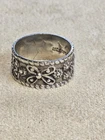 Vintage MEXICO Eagle Sterling Silver Ring Size 9 Handmade Floral Band