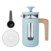 La Cafetiere 'Pisa' 3 Cup Cafetiere, Sky Blue with Wooden Handle 350ml