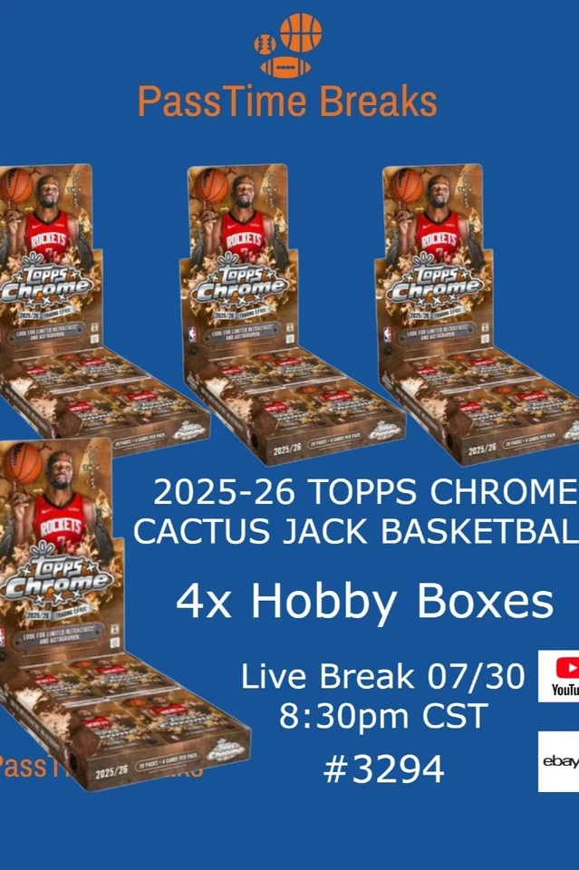 2025-26 TOPPS CHROME CACTUS JACK BASKETBALL - 4x Hobby Box LIVE BREAK 3294