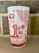 Vintage 1st Aid Drinking, Measuring, Dosing Glass White & Red Rare