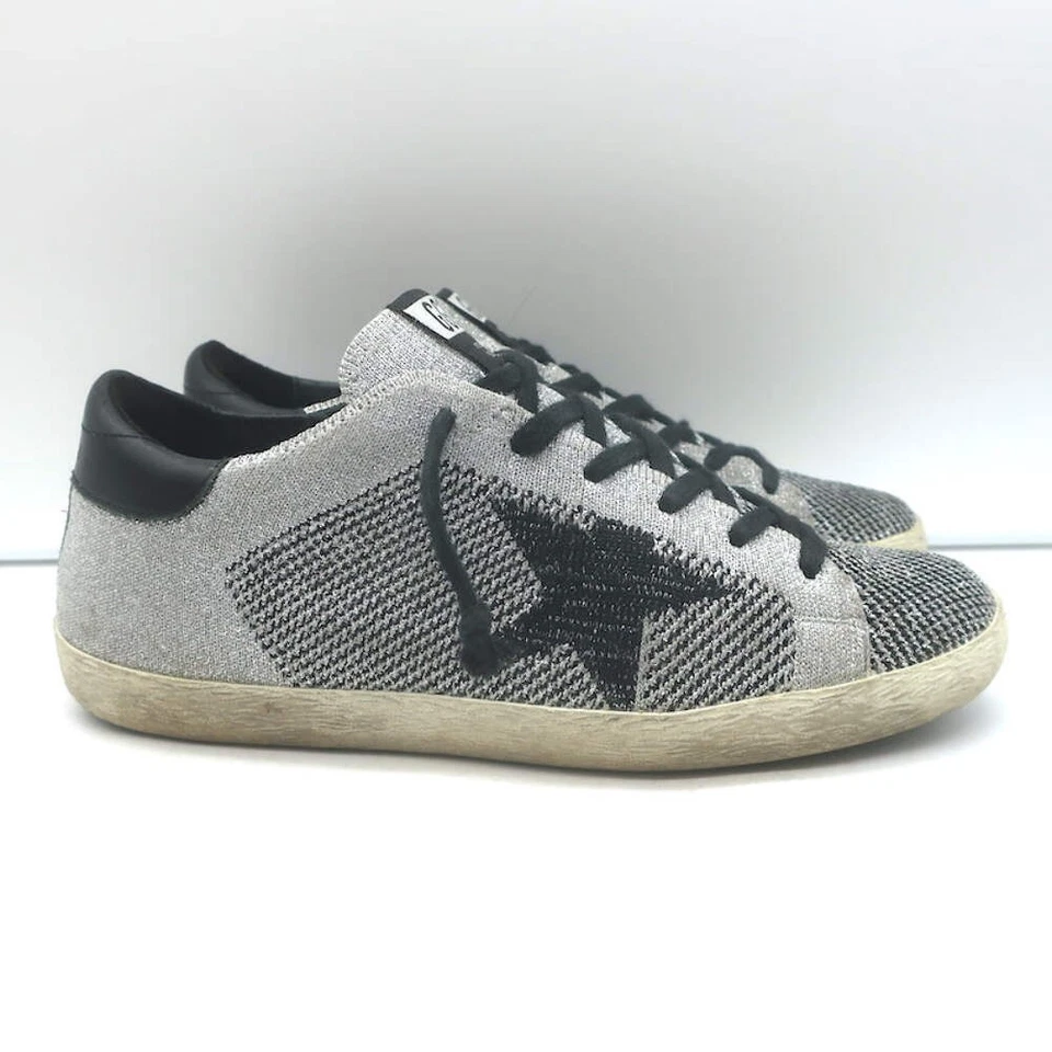 Golden Goose Superstar Lurex Knitted Sneakers Silver Size 38 - Image 3 of 4