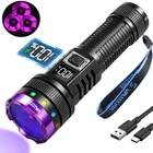30W 365nm UV Light Flashlight Rechargeable With Filter Lens With LCD Display US