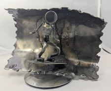 ASSEMBLAGE Metal SURFER CATCHING WAVE Art Handmade Mexico Cool Surfing Sculpture