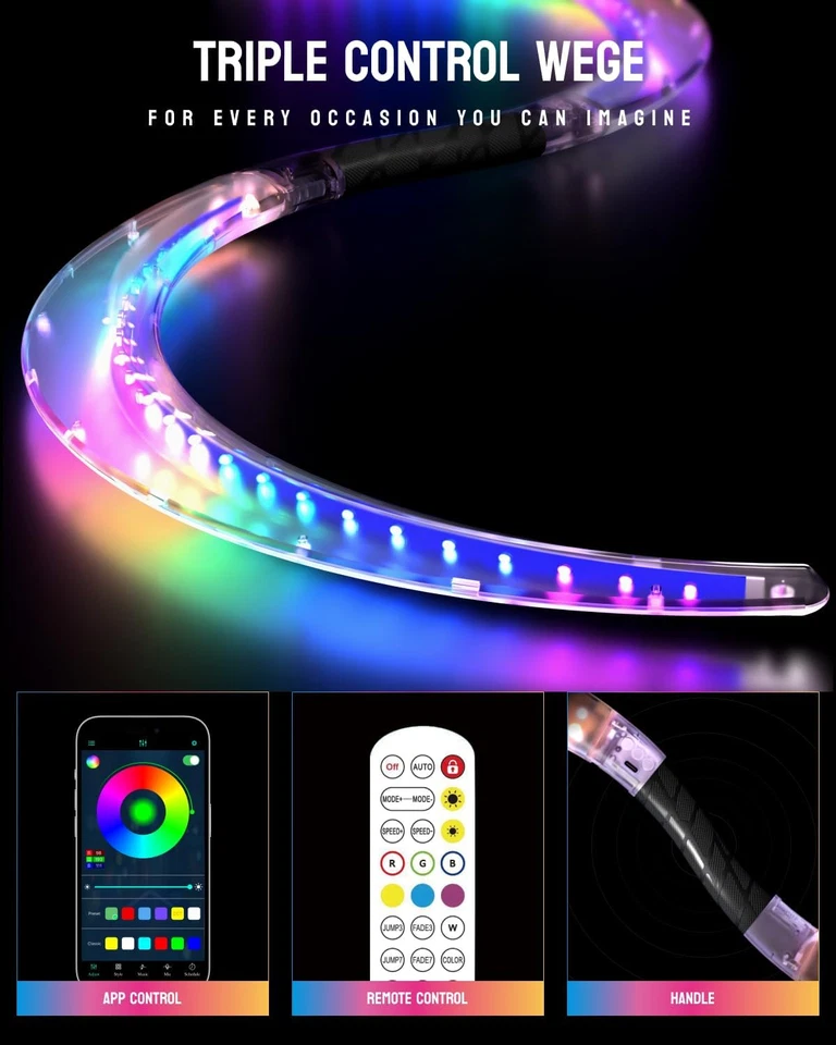 LED POI Staffs S-Form mit 241 Farblichtmodi USB Wiederaufladbar Magic LED S-S - Bild 3 von 4