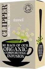 Clipper Organic Fennel Tea Bags | 20 Infusion Teabags | Pure Caffeine Free Tea