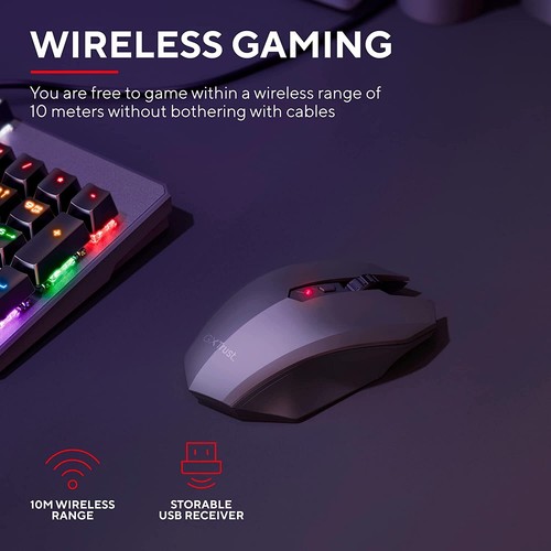Trust Gaming GXT 115 Macci Wireless Gaming Mouse, 800-2400 DPI - Black - Picture 2 of 10