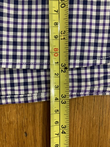 Peter Millar Mens Dress Casual Button Up Long Sleeve Blue Check Shirt Sz XL Read - Picture 4 of 6